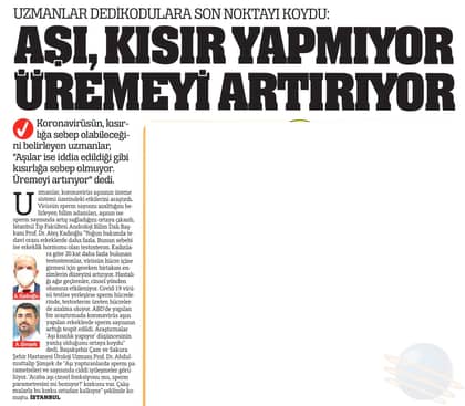 Türkiye Gazetesi - Aşı ve kısırlık açıklaması